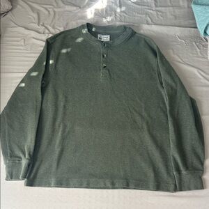 Bearbottom Clothing Men’s Green Waffle Henley Large